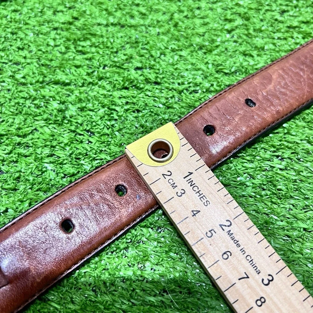 Vintage Fossil Belt SZ 38 Y2K Brown Leather Braided Accents Full Grain Cowhide